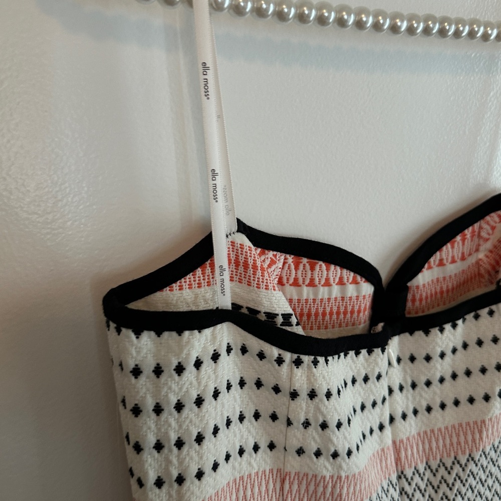 Never worn! Ella Moss Strapless Dress with coral, cream and black embroidery